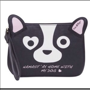 Luv Betsey Johnson Pink Namast' Ay Home With My Dog Wristlet Zip Pouch Bag Purse
